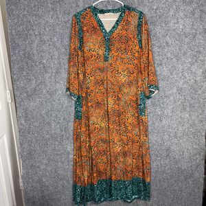 Soft Surroundtings Dress Womens Sz  PM Spice Tone Batik Taylah  Caftan Boho Maxi